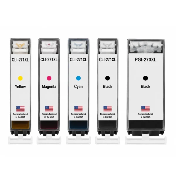 U.S. Remanufactured for for Canon 1 PGI-270XL Black / CLI-271XL 1 Black and 3 Colors Ink Cartridges 5-Pack