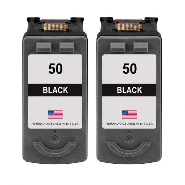 U.S. Remanufactured for Canon PG-50 Black Ink Cartridge Twin Pack