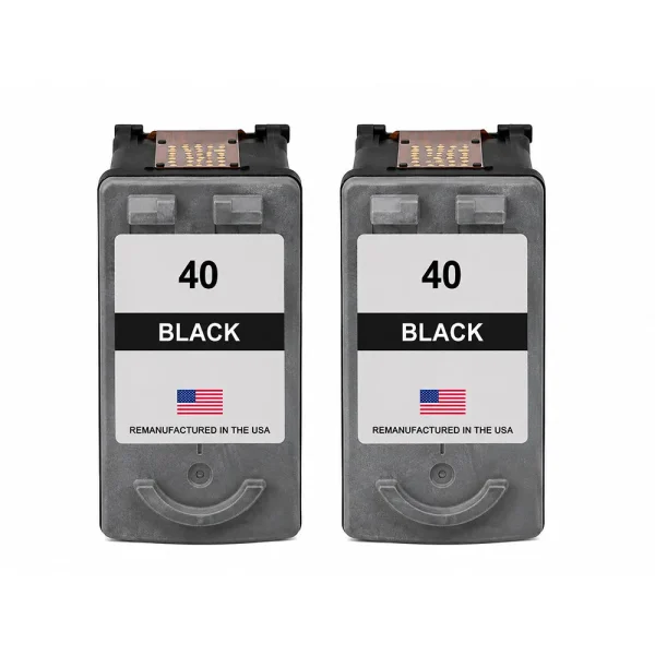U.S. Remanufactured for Canon PG-40 Black Ink Cartridge Twin Pack