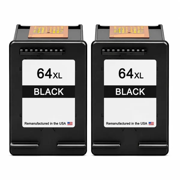 U.S. Remanufactured for HP 64XL (N9J92AN) Black Twin Pack Ink Cartridges