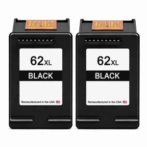 U.S. Remanufactured for HP 62XL (C2P05AN) Black Twin Pack Ink Cartridges