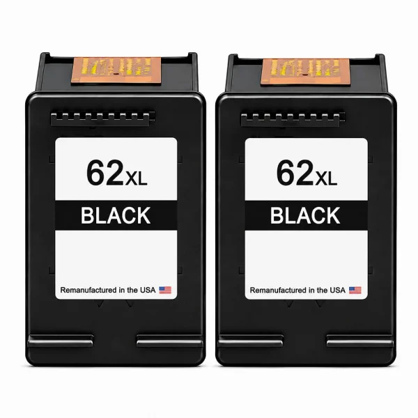 U.S. Remanufactured for HP 62XL (C2P05AN) Black Twin Pack Ink Cartridges
