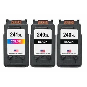 U.S. Remanufactured for Canon PG-240XL 2 Black / CL-241XL 1 Color 3-Pack High Yield Ink Cartridges