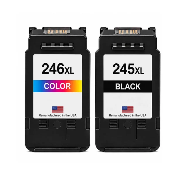 U.S. Remanufactured for Canon PG-245XL Black CL-246XL Color Combo Pack High Yield Ink Cartridges