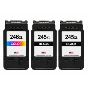 U.S. Remanufactured for Canon PG-245XL 2 Black CL-246XL 1 Color 3-Pack High Yield Ink Cartridges