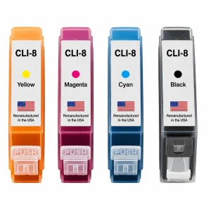 U.S. Remanufactured for Canon CLI-8 Black / 3 Color Ink Cartridge 4-Pack