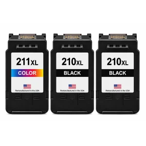 U.S. Remanufactured for Canon PG-210XL 2 Black / CL-211XL 211 XL 1 Color Ink Cartridge 3-Pack