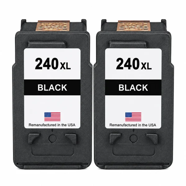 U.S. Remanufactured for Canon PG-240XL Black Twin Pack High Yield Ink Cartridges