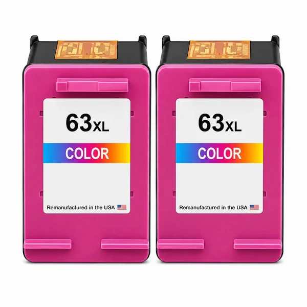 U.S. Remanufactured for HP 63XL (F6U63AN) Tri-Color Twin Pack Ink Cartridges
