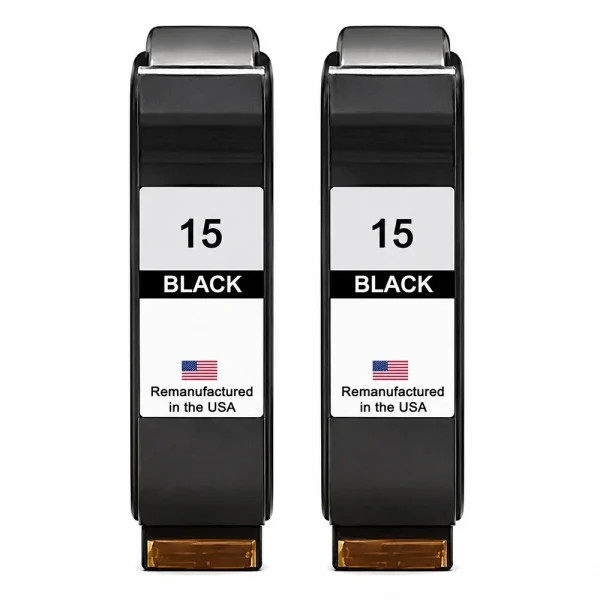 U.S. Remanufactured for HP 15 (C6615DN) Black Ink Cartridges Twin Pack