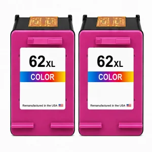 U.S. Remanufactured for HP 62XL (C2P07AN) Tri-Color Twin Pack Ink Cartridges