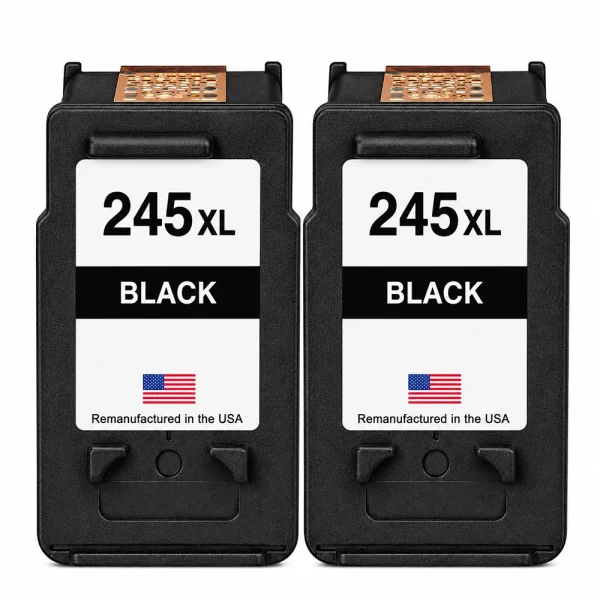 U.S. Remanufactured for Canon PG-245XL Black Twin Pack High Yield Ink Cartridges
