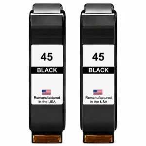 U.S. Remanufactured for HP 45 (51645A) Black Twin Pack Ink Cartridges