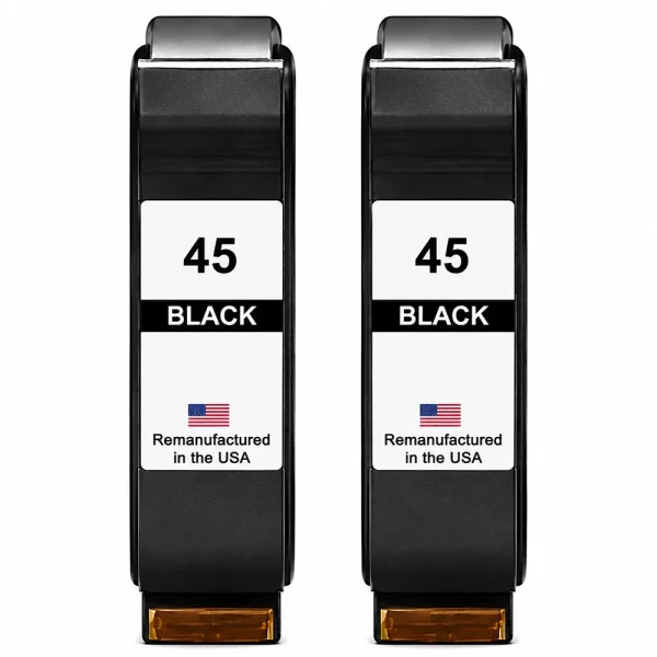 U.S. Remanufactured for HP 45 (51645A) Black Twin Pack Ink Cartridges