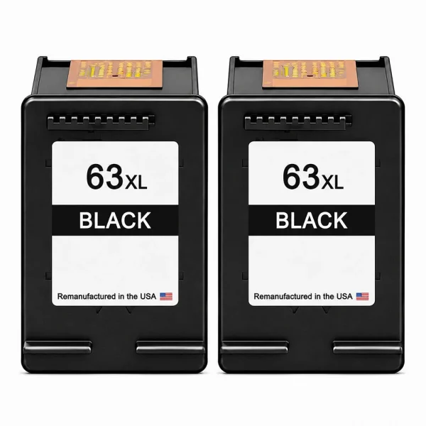 U.S. Remanufactured for HP 63XL (F6U64AN) Black Twin Pack Ink Cartridges