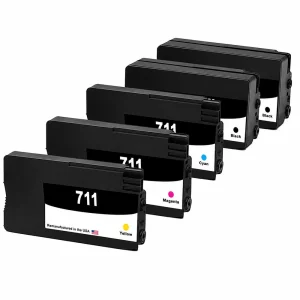 U.S. Remanufactured Ink Cartridges for HP 711XL 2 Black / 711 3 Color 5-pack
