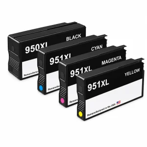 U.S. Remanufactured for HP 950XL 1 Black / 951XL 3 Color 4-pack Ink Cartridges