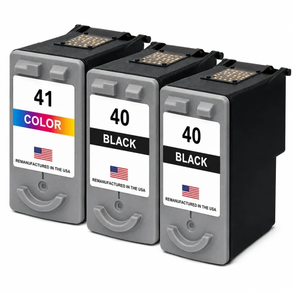 U.S. Remanufactured for Canon PG-40 2 Black / CL-41 1 Color Ink Cartridge 3-Pack