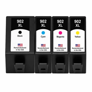 U.S. Remanufactured for HP 902XL 1 Black / 3 Color 4-pack Ink Cartridges