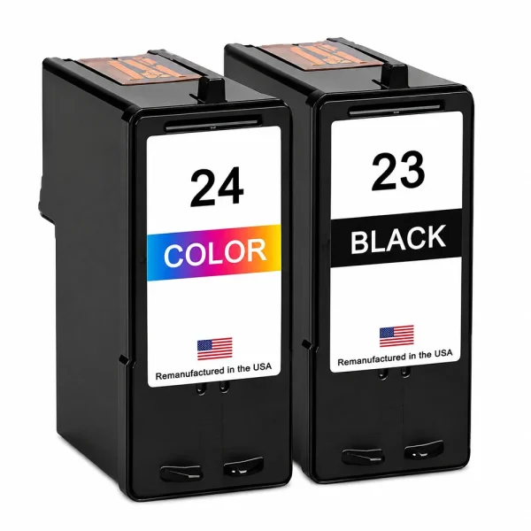 U.S. Remanufactured for Lexmark #23 Black / #24 Color Ink Cartridges Combo Pack
