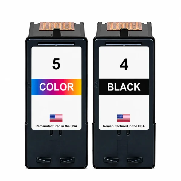 U.S. Remanufactured for Lexmark #4 Black / #5 Color Ink Cartridges Combo Pack