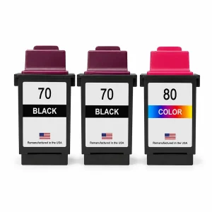 U.S. Remanufactured for Lexmark #70 2 Black / #80 1 Color Ink Cartridges 3-Pack