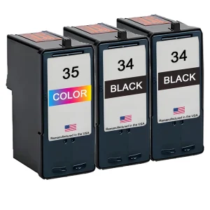 U.S. Remanufactured for Lexmark #34 2 Black / #35 1 Color Ink Cartridges 3-Pack