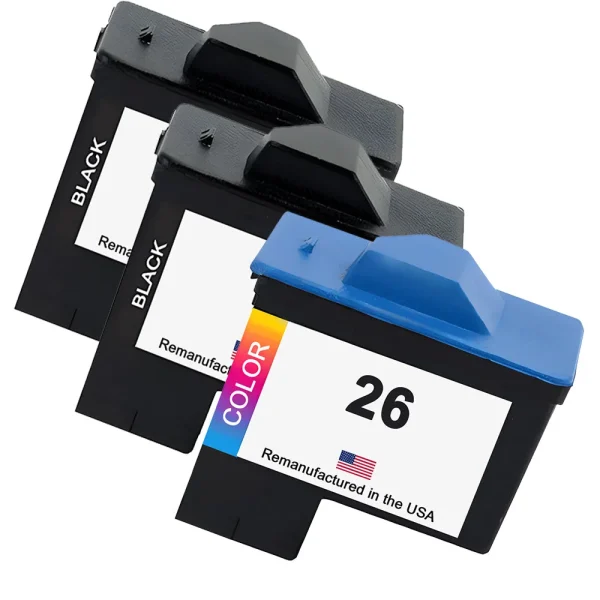 U.S. Remanufactured for Lexmark #16 2 Black / #26 1 Color Ink Cartridges 3-Pack