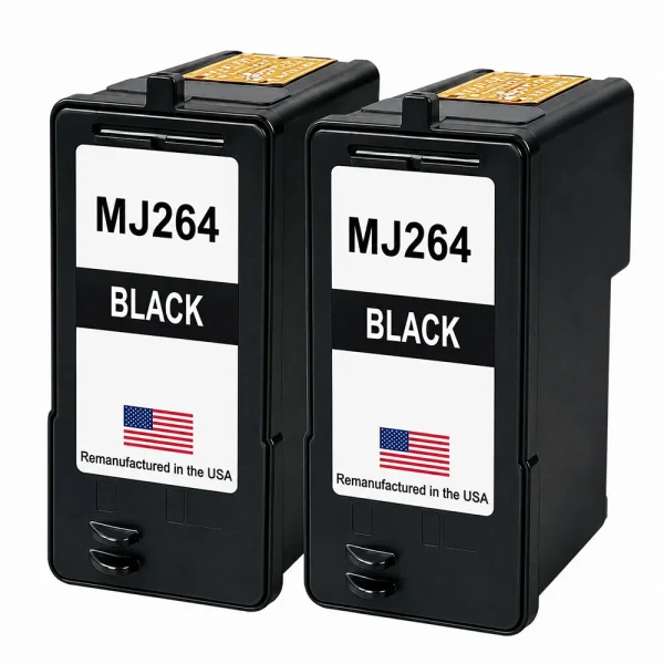 U.S. Remanufactured Ink Cartridges for Dell Series 8 MJ264 Black Twin Pack