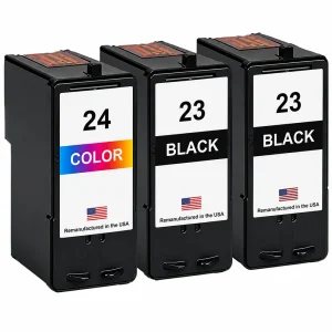 U.S. Remanufactured for Lexmark #23 2 Black / #24 1 Color Ink Cartridges 3-Pack