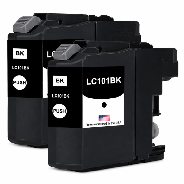 U.S. Remanufactured for Brother LC101BK Black Twin Pack Ink Cartridge