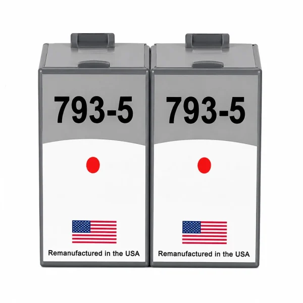 U.S. Remanufactured for Pitney Bowes 793-5 Fluorescent Red Ink Cartridges Twin Pack