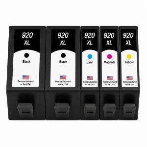 U.S. Remanufactured for HP 920XL 5-Pack 2 Black / 3 Color Ink Cartridges