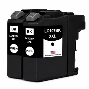 U.S. Remanufactured for Brother LC107BK XXL Super High Yield Black Ink Cartridge Twin Pack