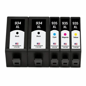 U.S. Remanufactured for HP 934XL 2 Black / 935XL 3 Color Ink Cartridges 5-pack