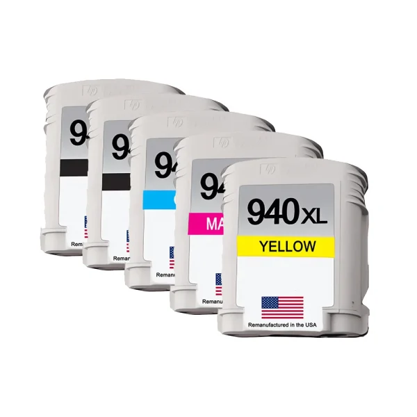 U.S. Remanufactured for HP 940XL 2 Black / 3 Color Ink Cartridges 5-pack