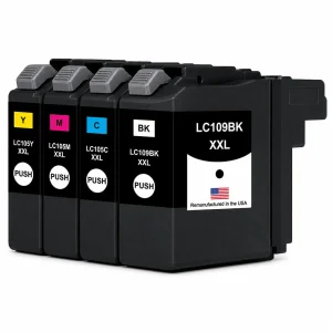 U.S. Remanufactured for Brother LC109BK XXL Black / LC105 XXL 3 Color Super High Yield 4-Pack Ink Cartridges