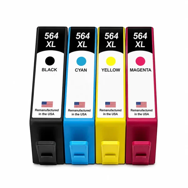 U.S. Remanufactured for HP 564XL 1 Black / 3 Color 4-pack Ink Cartridges