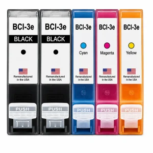 U.S. Remanufactured Ink Cartridges for Canon BCI-3e 2 Black / 3 Color 5-Pack
