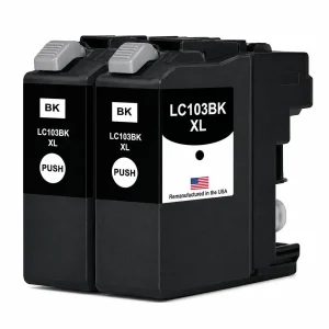 U.S. Remanufactured for Brother LC103BK XL High Yield Black Ink Cartridge Twin Pack