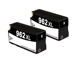 U.S. Remanufactured for HP 962XL (3JA03AN) Black Twin Pack Ink Cartridges