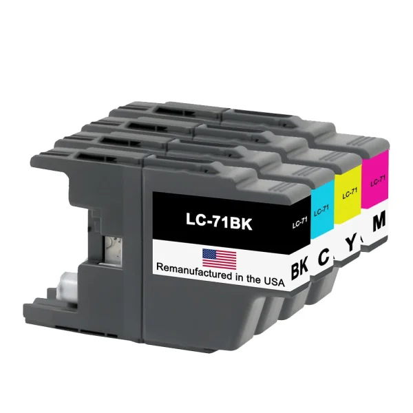 U.S. Remanufactured for Brother LC71 Black, Cyan, Magenta and Yellow Ink Cartridges (4Pack)