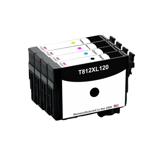 U.S. Remanufactured for Epson 812XL High Yield 4-Color Ink Cartridge Pack