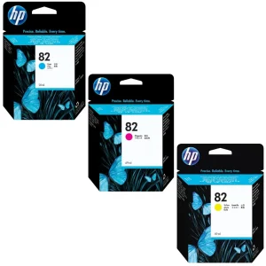 New, Pre-Owned - HP 82 69-ml Magenta, Cyan, Yellow Ink Cartridge, 3 Pack