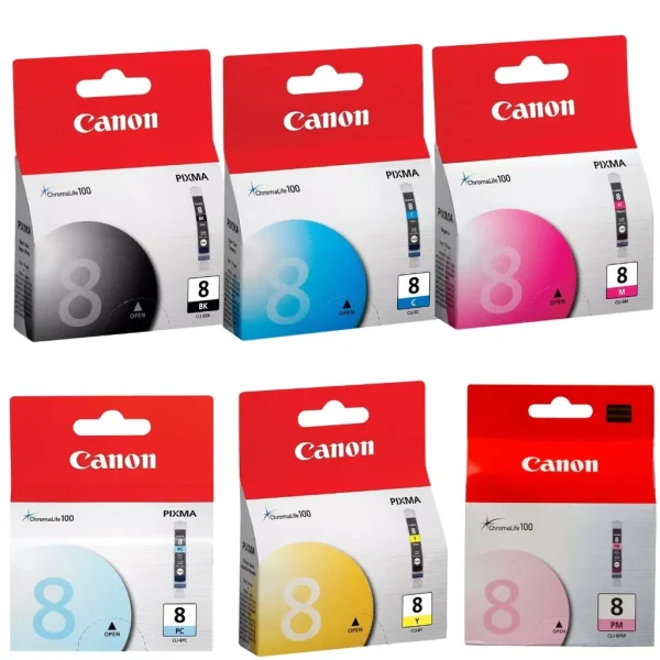 New, Pre-Owned - Canon CLI-8 Standard Yield 6 Pack Ink Tanks