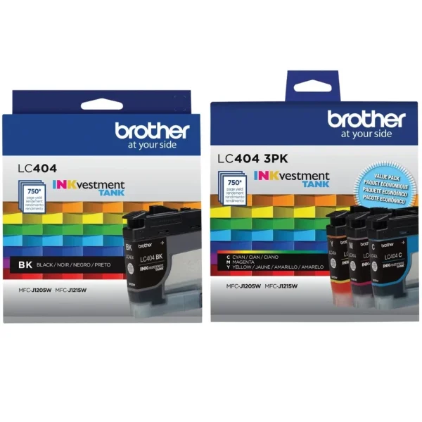 New, Pre-Owned - Brother LC404 Standard-Yield Black and Color Ink Cartridges, LC404 4-Pack