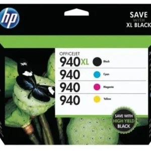 New, Pre-Owned - HP 940XL Black and 940 Color Combo 4.PK Inkjet Cartridge, CZ143FN