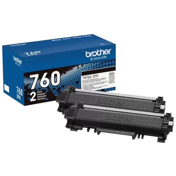 New, Pre-Owned - Brother TN760 High Yield Black Toner Cartridge, TN760BK 2-Pack
