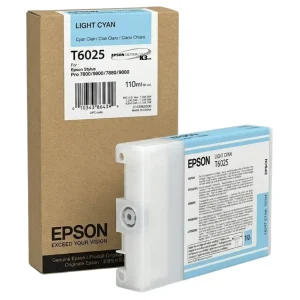 New, Pre-Owned - Epson T6025 110ml UltraChrome Light Cyan Ink Cartridge, T602500