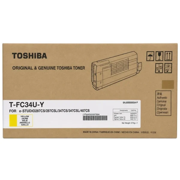 New, Pre-Owned - Toshiba TFC34UY Standard Yield Yellow Toner Cartridge, T-FC34U-Y